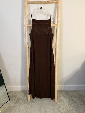 SHEIN Brown Ribbed Maxi Slip Dress